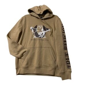 True Religion Mens Travertine Tan Buddha Graphic Pullover Hoodie Small